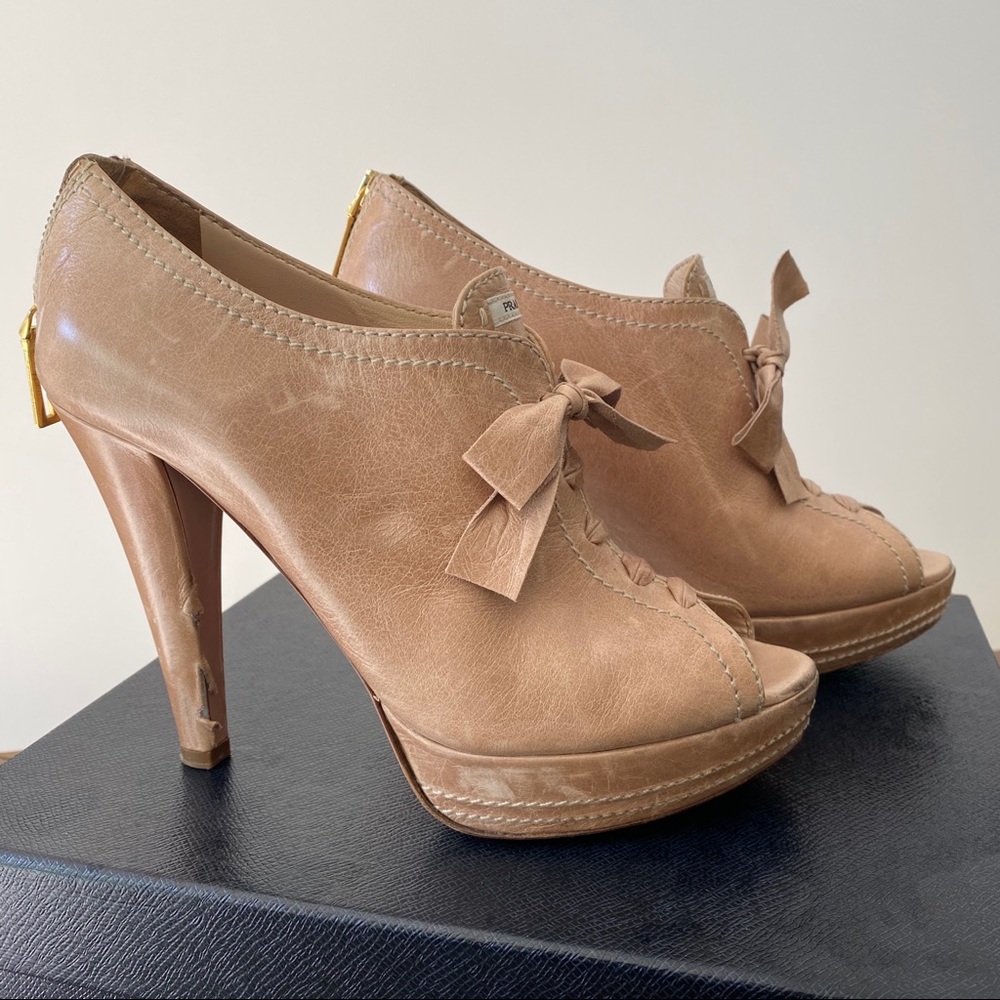 Prada Peep-toe Platform Lace-up Booties - Picture 8 of 10